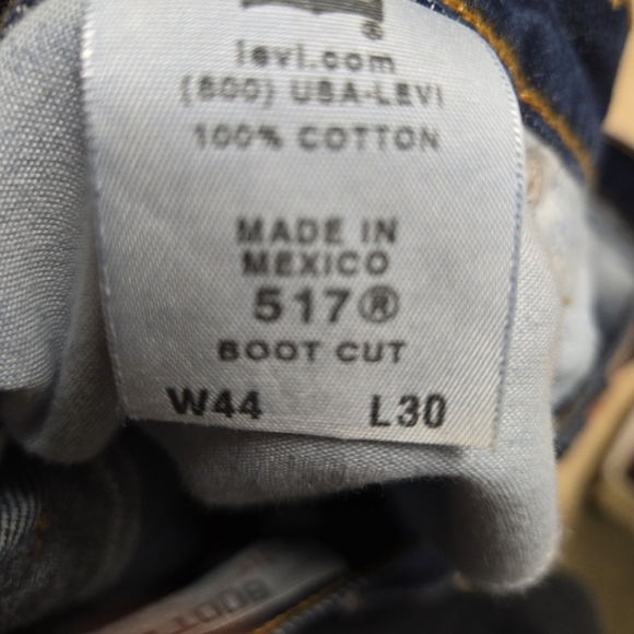 NWT Mens Levis 517 Boot cut 44x30 dark denim jeans - Picture 7 of 8
